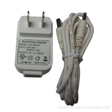 5V 500mA USB AC/DC Adapter, White or Customized